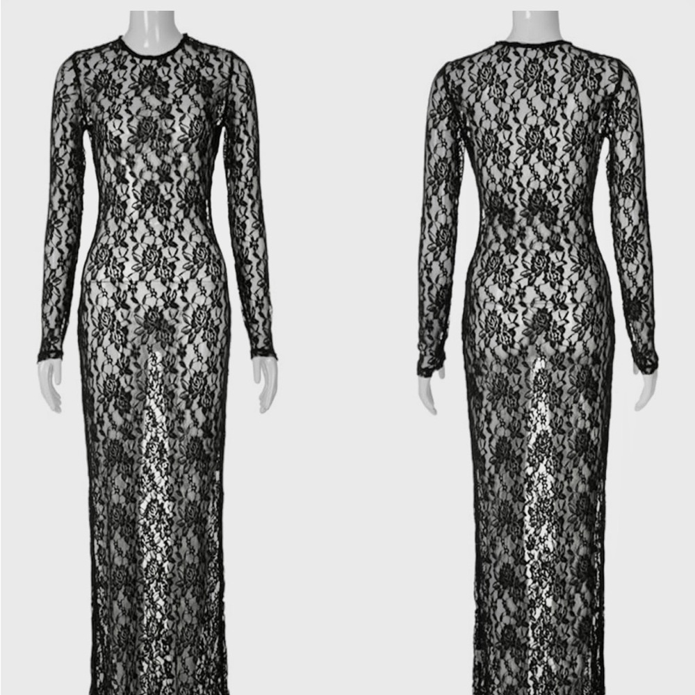 🌺🌺Elegant Black Lace Dress it is said XL but will be good for small - Picture 3 of 5